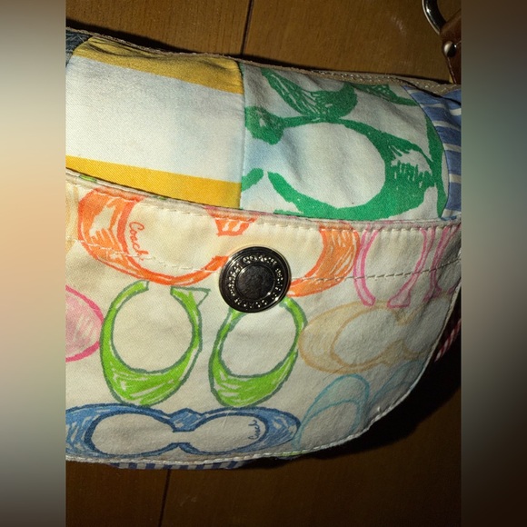 Coach Patchwork Soho Hobo Shoulder Bag Multicolor Canvas Leather Trim - Picture 14 of 16